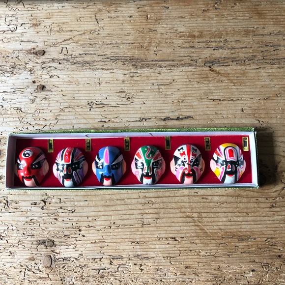 NEW Set of 6 Chinese Peking Opera Painted Ceramic Face Masks Collectible Decor - Picture 13 of 15